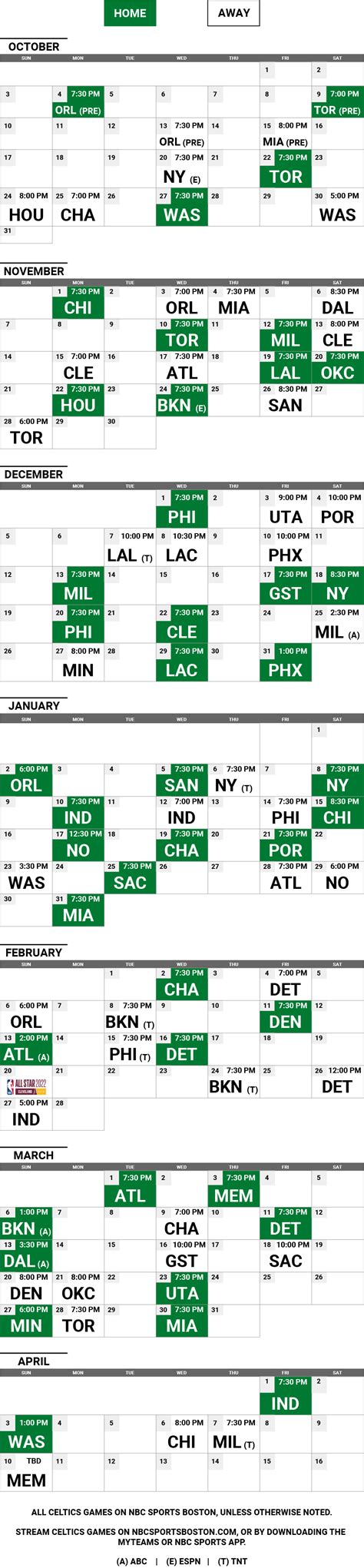 Boston Celtics Schedule 2022 Printable - Daily Scape Ideas Index