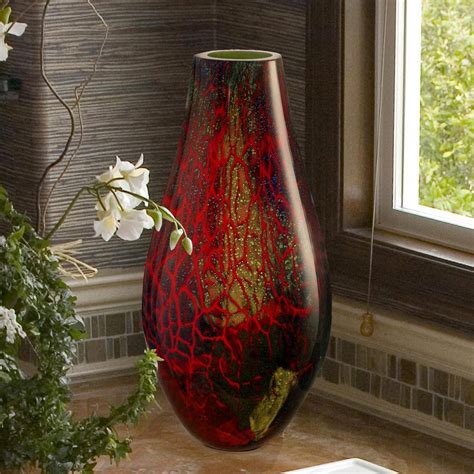 Dale Tiffany 165 In Multi Colored Stuart Hand Blown Art Glass Vase