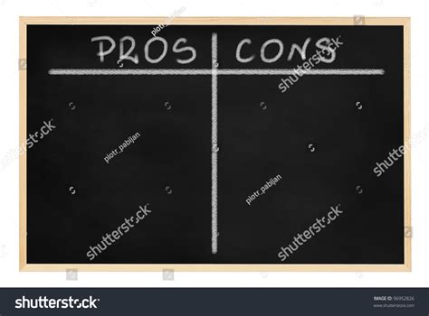 School Blackboard Chalkboard Empty Pros Cons Stock Photo 96952826