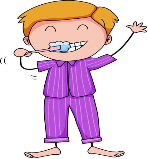 Boy Pajamas Brushing Teeth Illustrations Royalty Free Vector Graphics