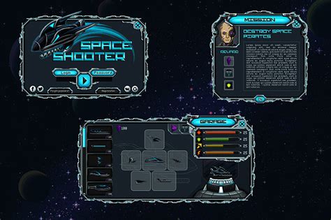 Space Shooter Game Ui Pixel Art By Free Game Assets Gui Sprite Tilesets