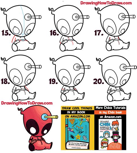 How To Draw Cute Cartoon Chibi Deadpool Easy Step By Step Drawing