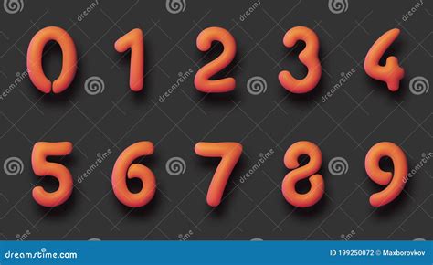 Set Of Isolated Orange Balloon Numbers Stock Vector Illustration Of