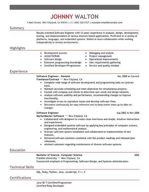 Software engineer resume template that gets interviews. Best Remote Software Engineer Resume Example From ...