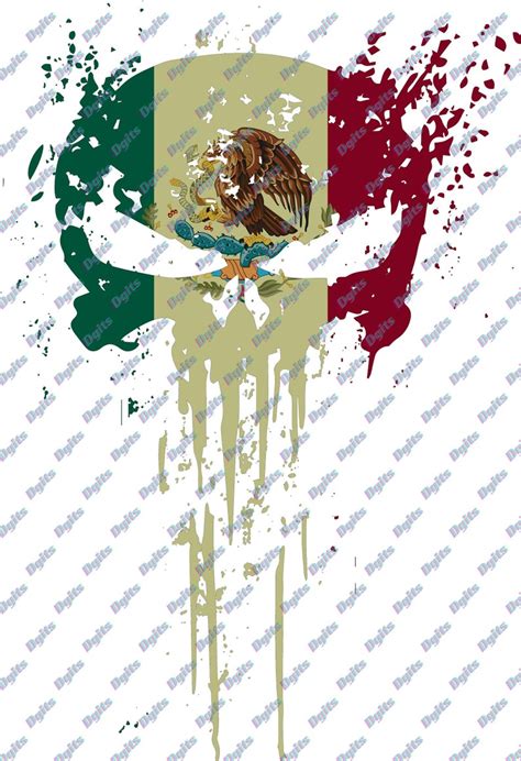 Mexican Flag Skull PNG 300dpi Sublimation DTF DTG Digital Etsy