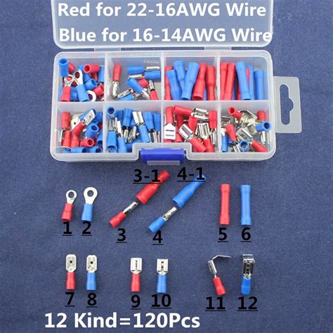 120pcs Assorted Insulated Terminals Femalemale Quick Disconnect Ring