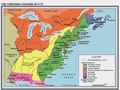 United States Map 13 Original Colonies Map