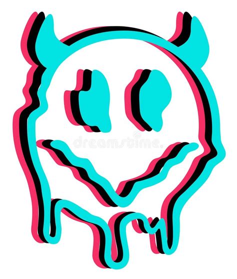 Trippy Psychedelic Sticker Melting Smiling Face Psychedelic Surreal