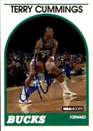 Terry Cummings 1989 90 Hoops 100 Milwaukee Bucks Autographed