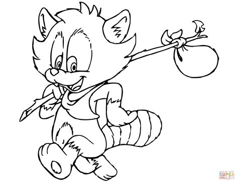 Cute Cartoon Raccoon coloring page | Free Printable Coloring Pages