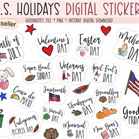 Digital Stickers For Digital Planner Precropped Goodnotes Etsy