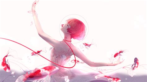 Anime Girl Ballet Dancer Fishes Pink Hd Wallpaper Wallpaper Flare