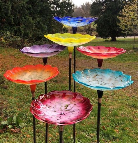 Birdbaths Handmade Blown Glass Gardenyard Art By Lachaussee Blown