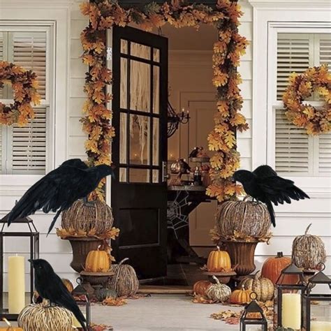 X Halloween Crow Prop Black Realistic Raven Feathered Spooky Party Home Decor Halloween Door
