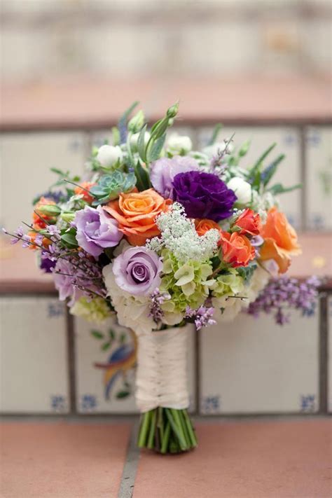 Bright purple and orange wedding bouquets. Top 20 Gorgeous Purple Wedding Bouquet Ideas | Purple ...