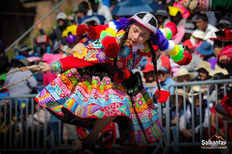 The Colorful Outfits Of Cusco During The Traditional Dance Competition