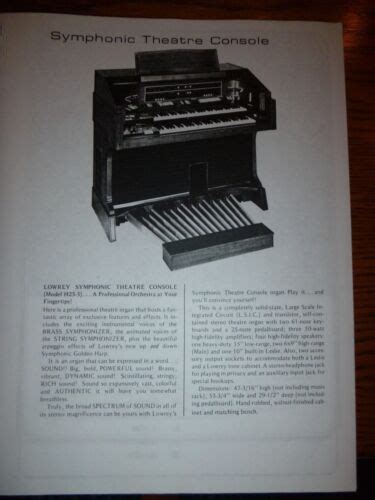 Genuine Lowrey Organ Owners And Service Manual For Model H25 3 Ebay