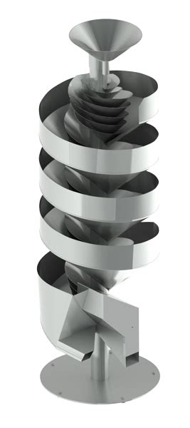 A shape made up of curves, each one above or wider than the one before: Lab Spiral Separator - Profile Industries