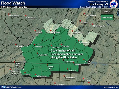 Nws Blacksburg On Twitter A Flood Watch Is In Effect This Afternoon