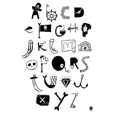 Poster For Kids Pirate Alphabet Font Letters Elements Портфолио