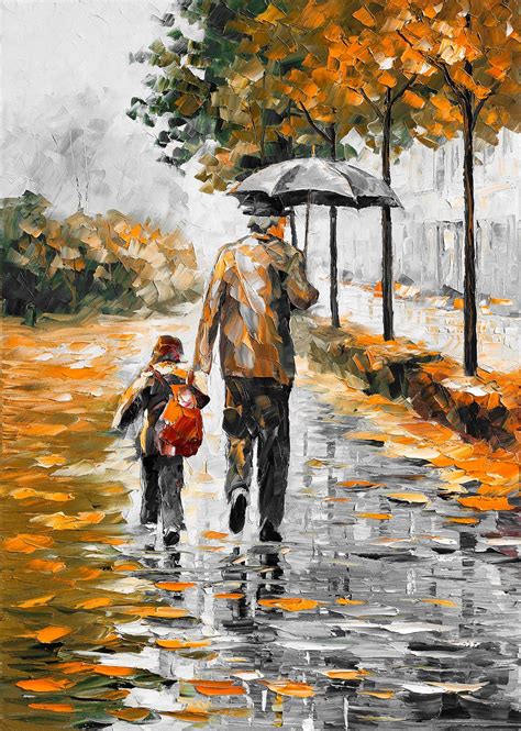 After School Bandw — Palette Knife Oil Painting On Canvas By Leonid