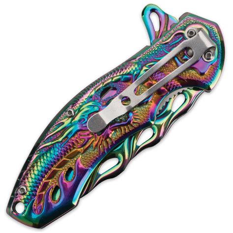 Rainbow Flying Dragon Assisted Open Folding Knife Kennesaw Cutlery