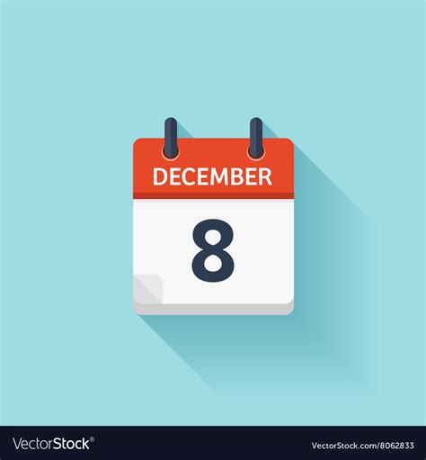 December 8 is the 342nd day of the year (343rd in leap years) in the gregorian calendar. December 8 flat daily calendar icon Date Vector Image