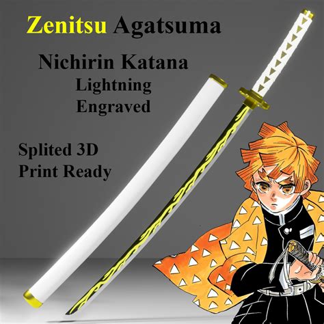 Stl File Zenitsu Nichirin Katana Demon Slayer Lightning