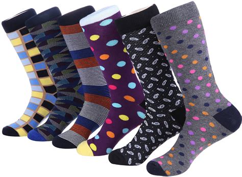 Marino Mens Dress Socks Fun Colorful Socks For Men Cotton Funky Socks 6 Pack