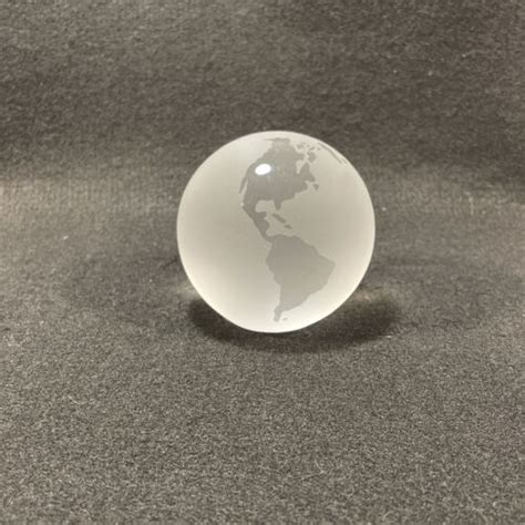 World Globe Earth Paperweight Etched Frosted Crystal Glass Clear Ebay