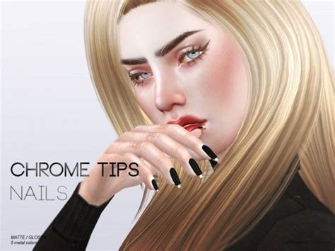 The Sims Resource Chrome Tips Nails N15 By Pralinesims Sims 4