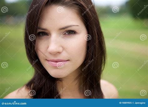 Fresh Faced Girl With Green Background Stock Image Image Of Care