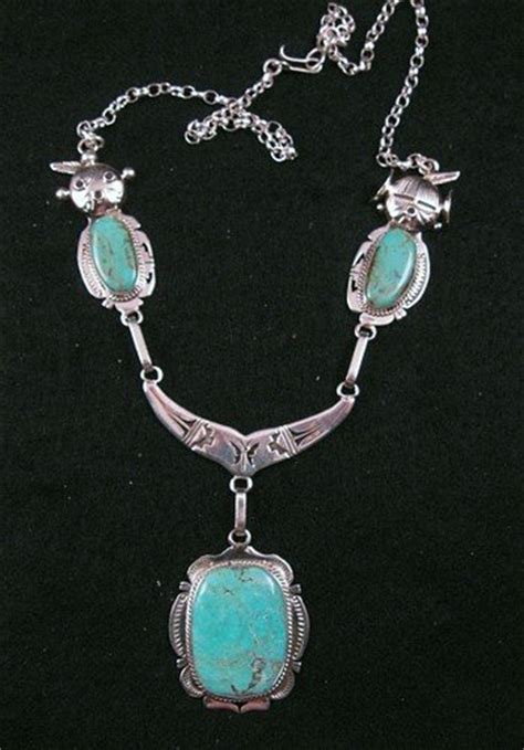 Nelson Morgan Navajo Kachina Turquoise Silver Necklace