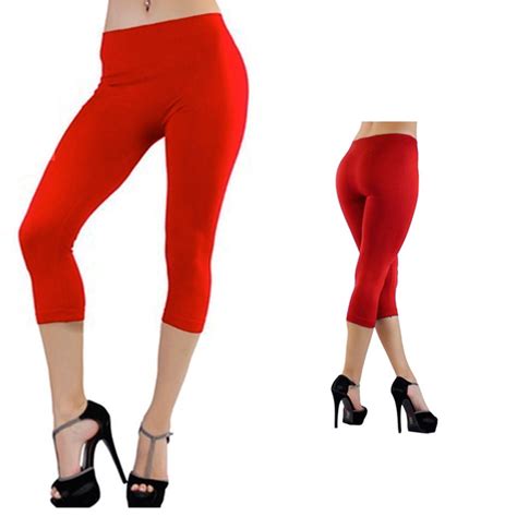 Women Seamless One Size Stretch Spandex Yoga Pants Opaque Capri Leggings Jegging