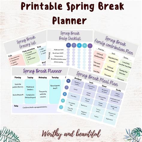 Spring Break At Home Planner Printable Spring Break Planner Etsy In
