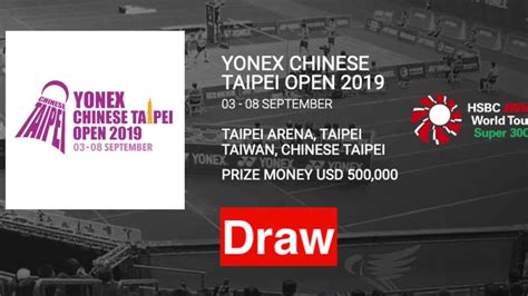 Yonex chinese taipei open 2019 world tour super 300 badminton finals highlights md | goh v shem/tan wee kiong vs. Draw - Yonex Chinese Taipei Open 2019 Badminton (3-8 ...