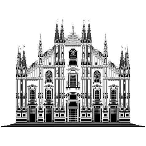Milan Cathedral Continuous Line Vector Illustration Stock Vector