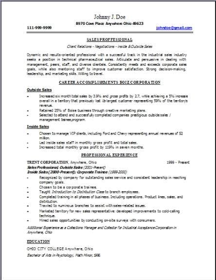 technical sales resume occupationalexamplessamples