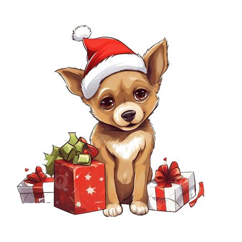 Cute Dog With Holiday Ts And Speech Bubble Saying Merry Christmas