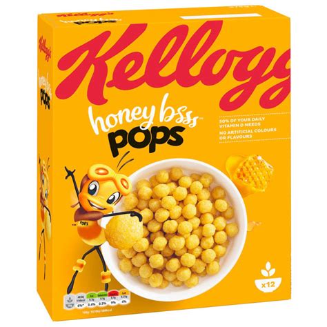 Kelloggs Honey Pops Cereal 375g Breakfast Cereal Bandm