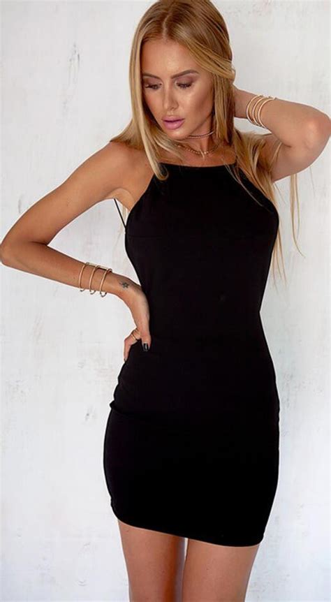 Sexy Pure Color Backless Short Bodycon Little Black Dress Meet Yours Fashion