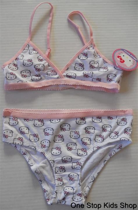 Hello Kitty Girls 6 6x 7 8 10 12 14 16 Cami Set Bra And Panties Underwear Pjs