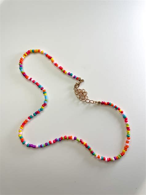 Colourful Beaded Necklace Etsy Uk