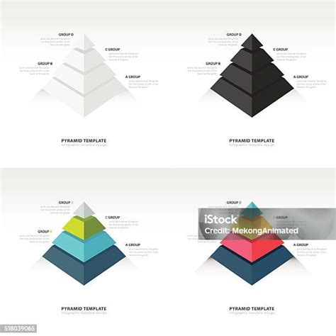 Templat Infografis Piramida 4 Warna Ilustrasi Stok Unduh Gambar