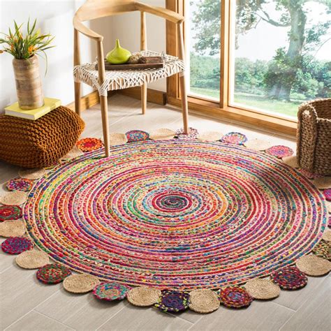 Home Decor Rug Braided Round Jute Rug Rag Hand Woven Indian Etsy