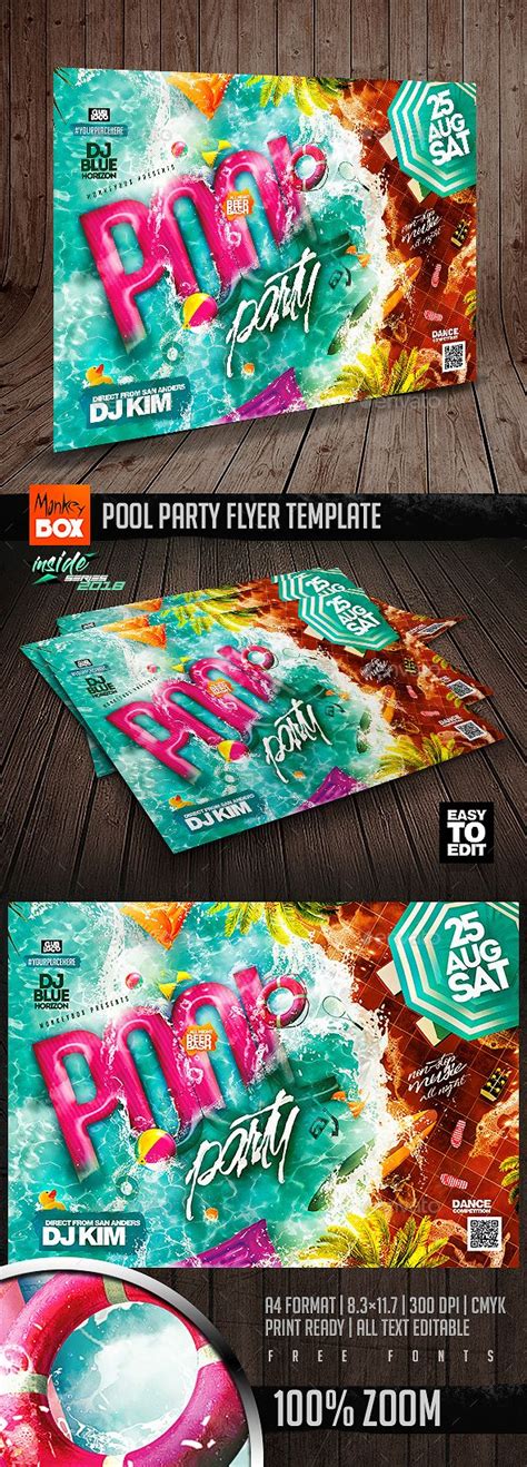 Pool Party Flyer Template Pool Party Flyer Template Easy To Edit 11 7x8