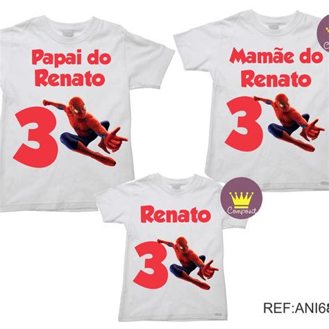 Kit 3 Camiseta Aniversario Homem Aranha Elo7