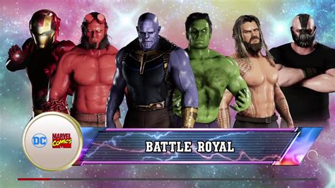 Wwe 2k18 Thanos Vs Hulkironmanaquamanbanehellboy Battle Royal Match