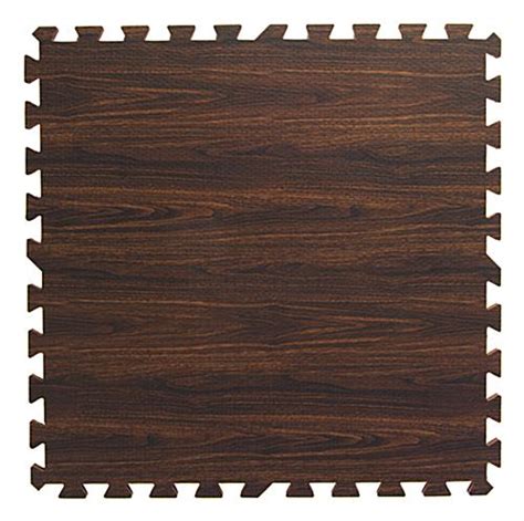 Dark Oak Interlocking Wood Floor Mats Faux Wood Grain
