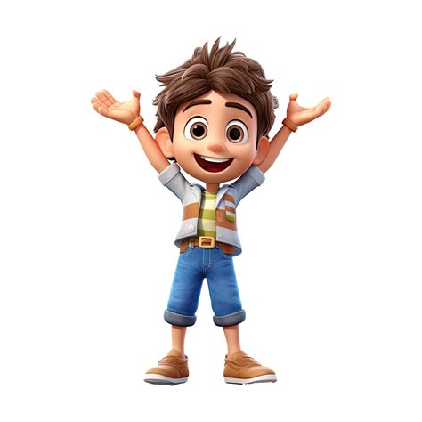 3d Happy Cartoon Boy On Transparent Background 24346369 Png